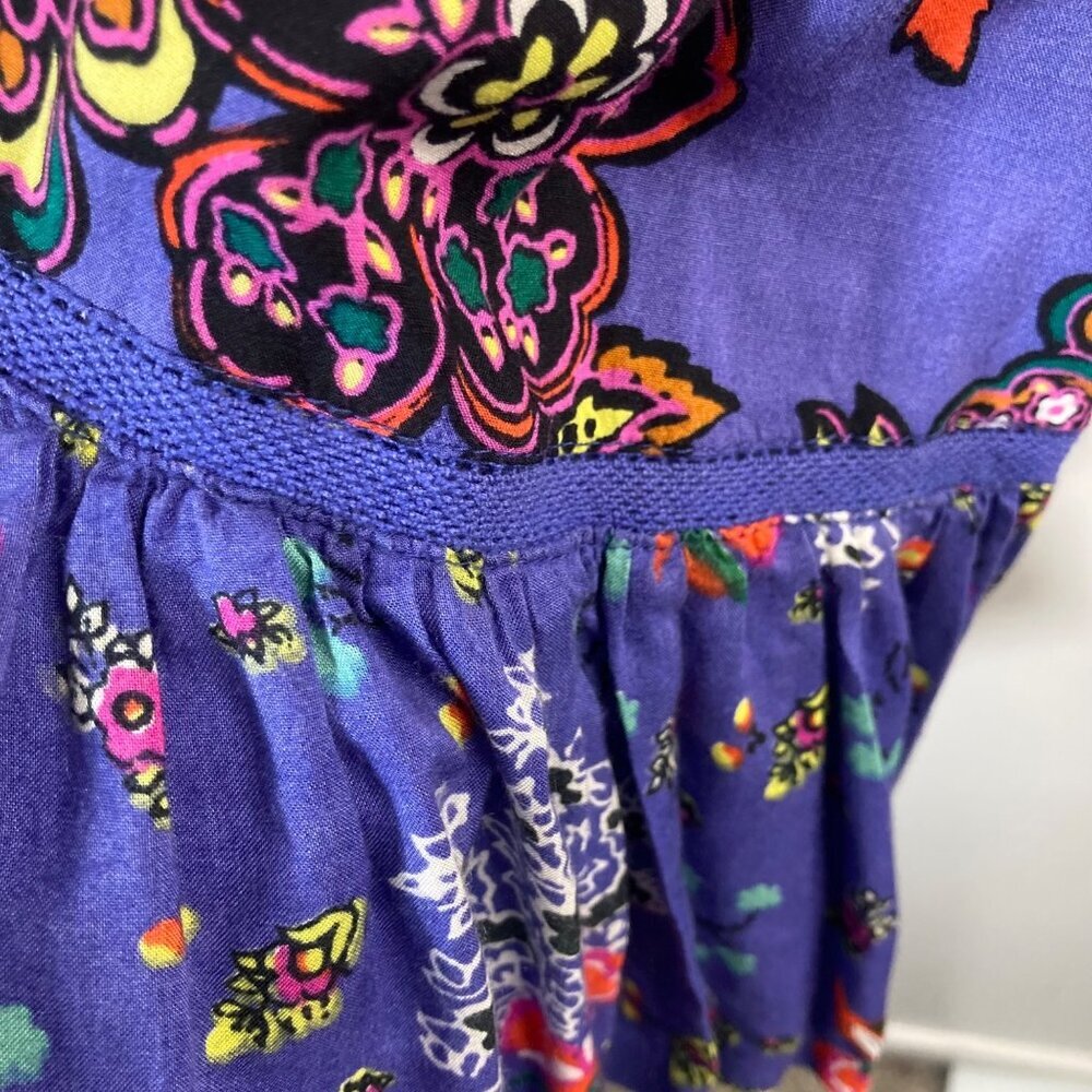 Womens Anthropologie Floral Boho Ruffle Lace Dress Purple S Viscose Cotton - Picture 7 of 10